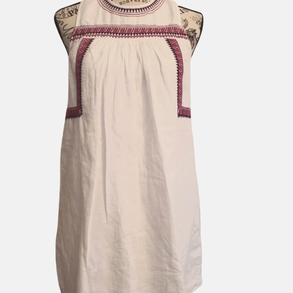 Loft a line  cotton /line blend embroidered mini dress. Size XS petite.